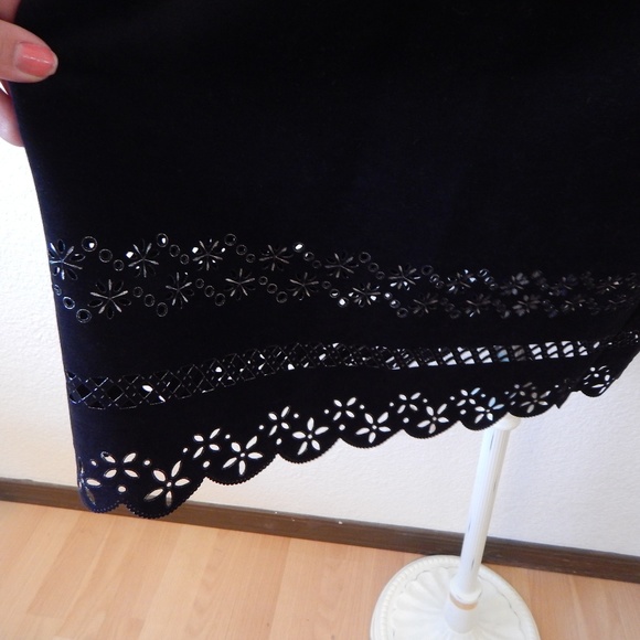 Vintage Little Black Dress Cut Out Hem Retro Fit - Picture 4 of 7